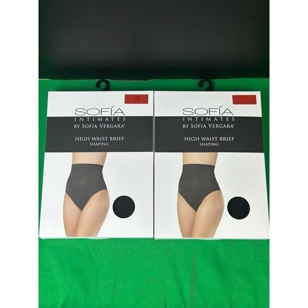 2 PK Sofia Intimates Women's High Waist Power Mesh Shaping Brief Size S Black